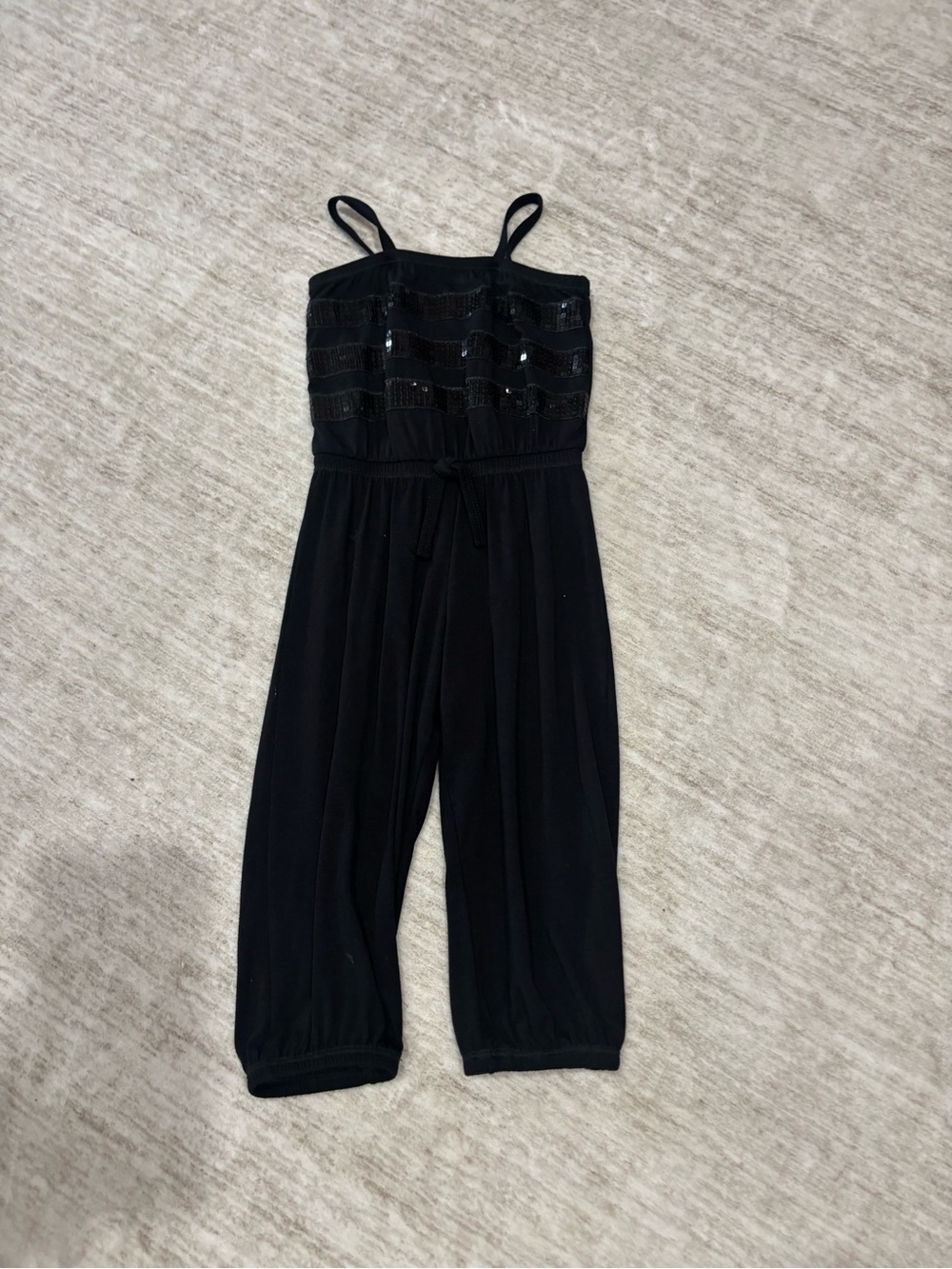 Black Sequin Strap Jumpsuit